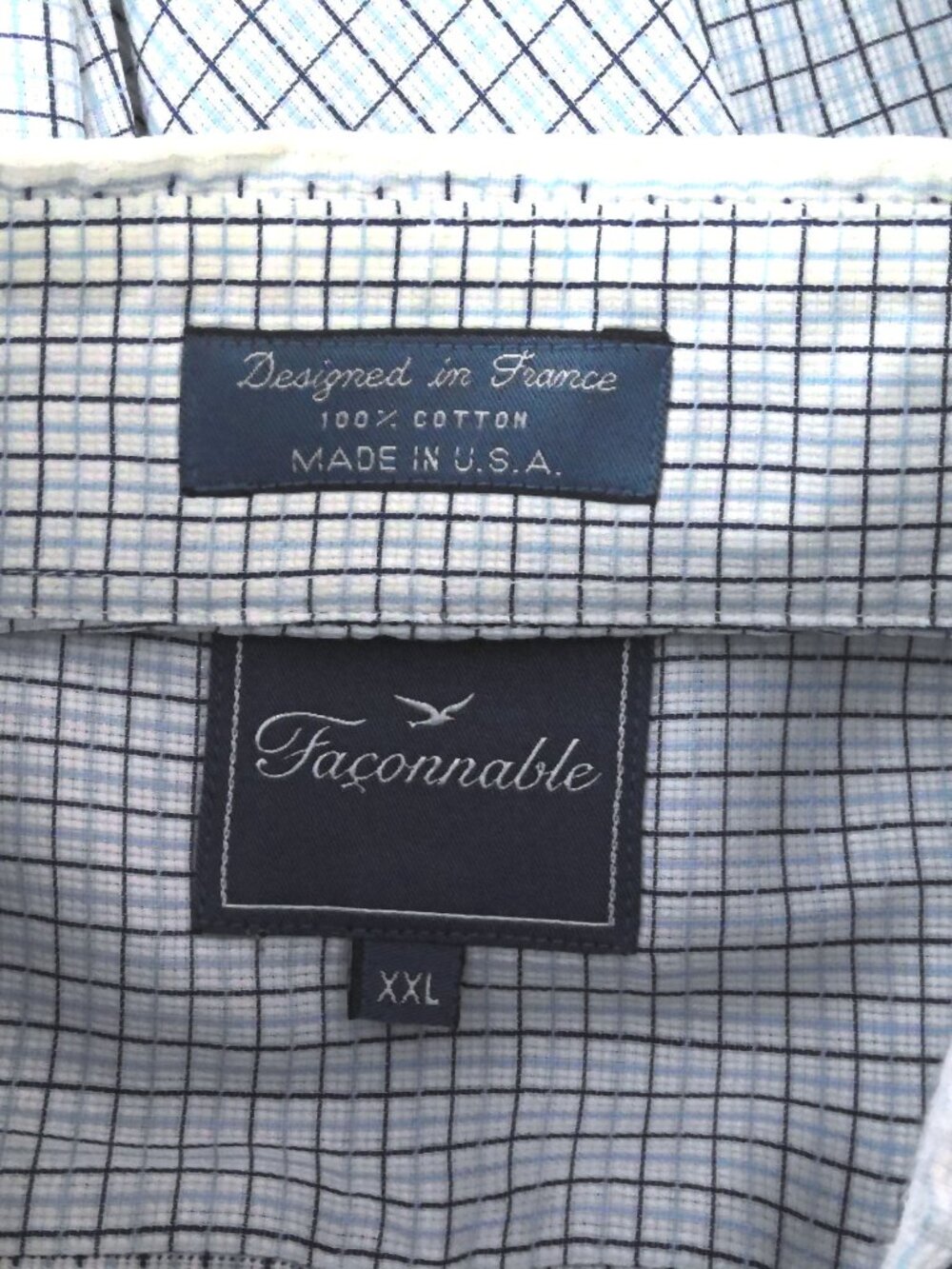 Faconnable Men's Button Down Shirt 100% Cotton Long Sleeve Micro Plaid Sz XXL